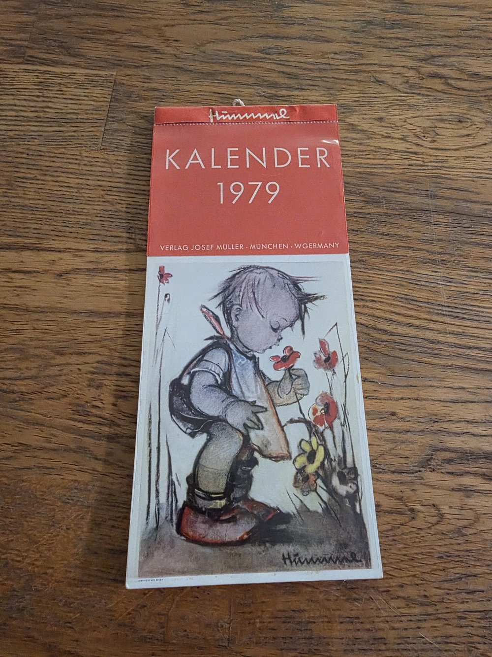 Hummel Kalender 1979 Wall Calendar - Red & Cream